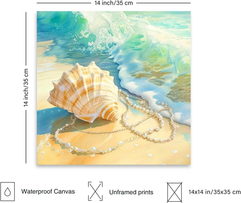 Moderne Muschel Welle Leinwand Poster 14x14 Strand Dekor