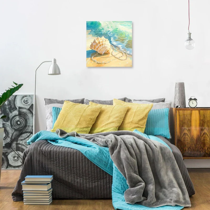 Moderne Muschel Welle Leinwand Poster 14x14 Strand Dekor