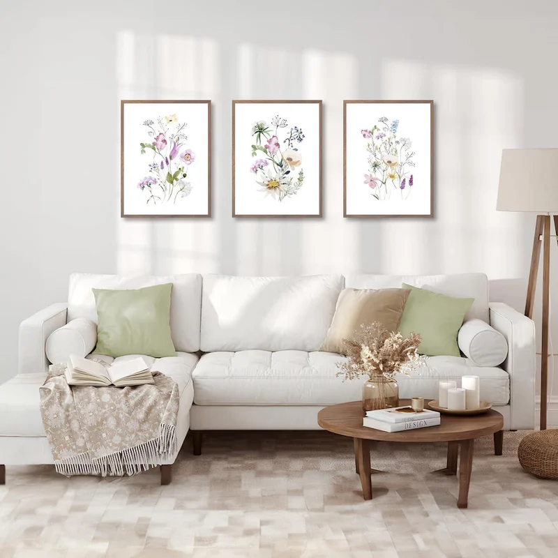 Aquarellblumen Poster Set 12x16 Wanddekoration für