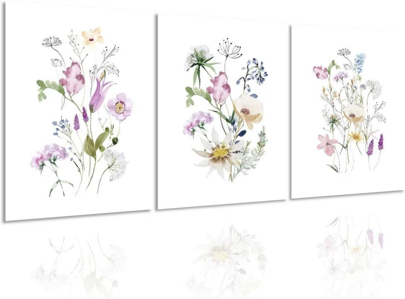 Aquarellblumen Poster Set 12x16 Wanddekoration für