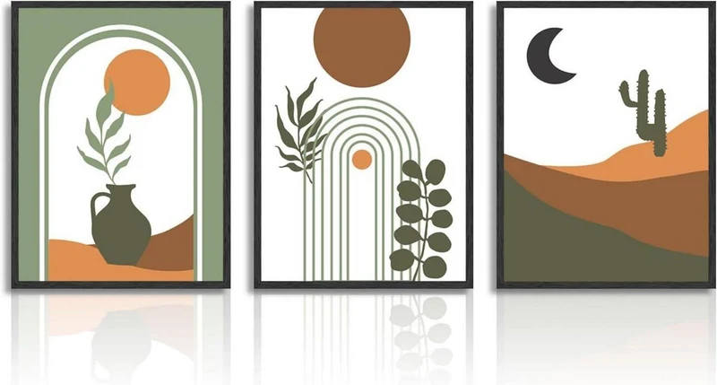 Boho Abstrakte Wandbilder Sonne Mond Geometrische