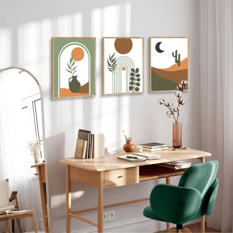 Boho Abstrakte Wandbilder Sonne Mond Geometrische