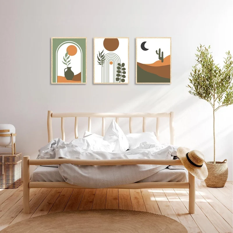 Boho Abstrakte Wandbilder Sonne Mond Geometrische