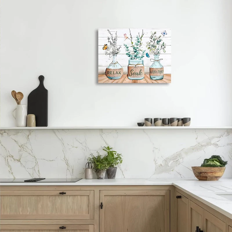 Bauernhaus Badezimmer Wandbilder Blumen Schmetterling