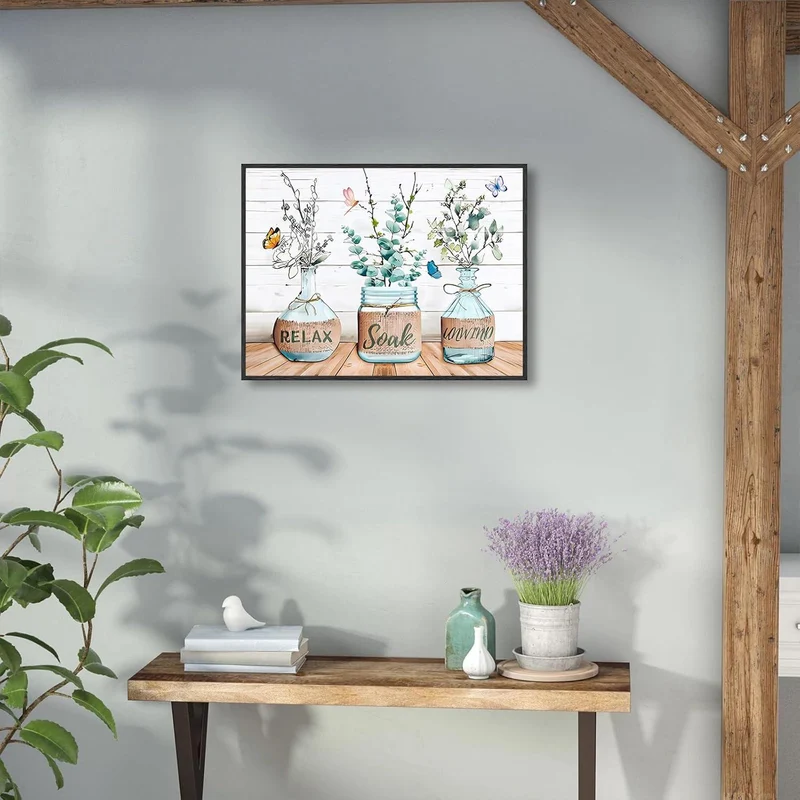 Bauernhaus Badezimmer Wandbilder Blumen Schmetterling