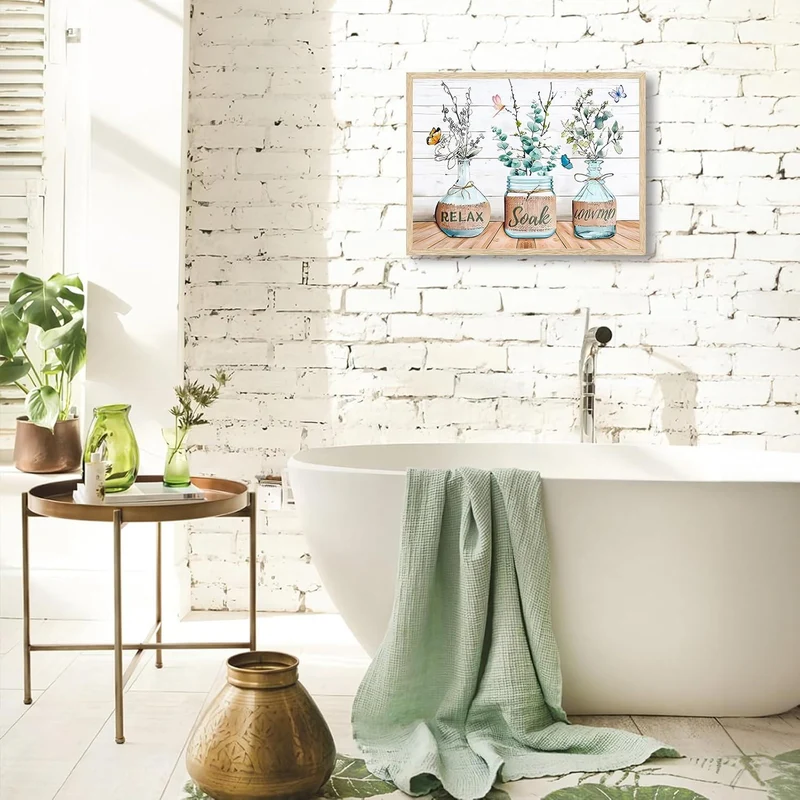 Bauernhaus Badezimmer Wandbilder Blumen Schmetterling