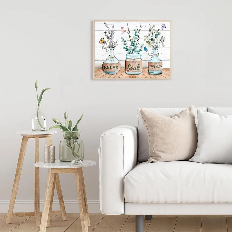 Bauernhaus Badezimmer Wandbilder Blumen Schmetterling