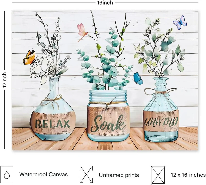 Bauernhaus Badezimmer Wandbilder Blumen Schmetterling
