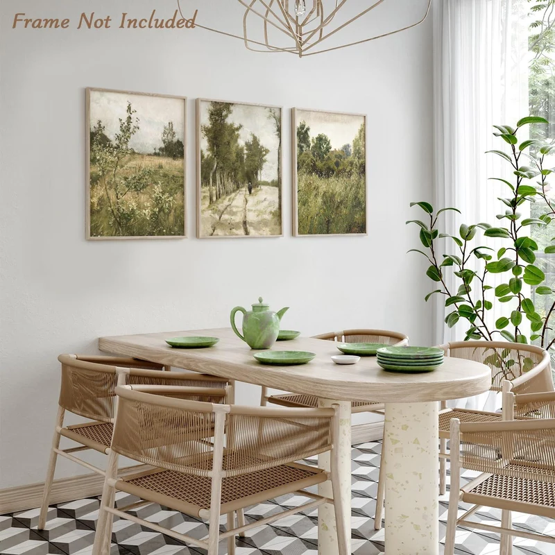 Vintage Rustikale Landschaft Leinwandbilder 30x40 cm 3er-Set