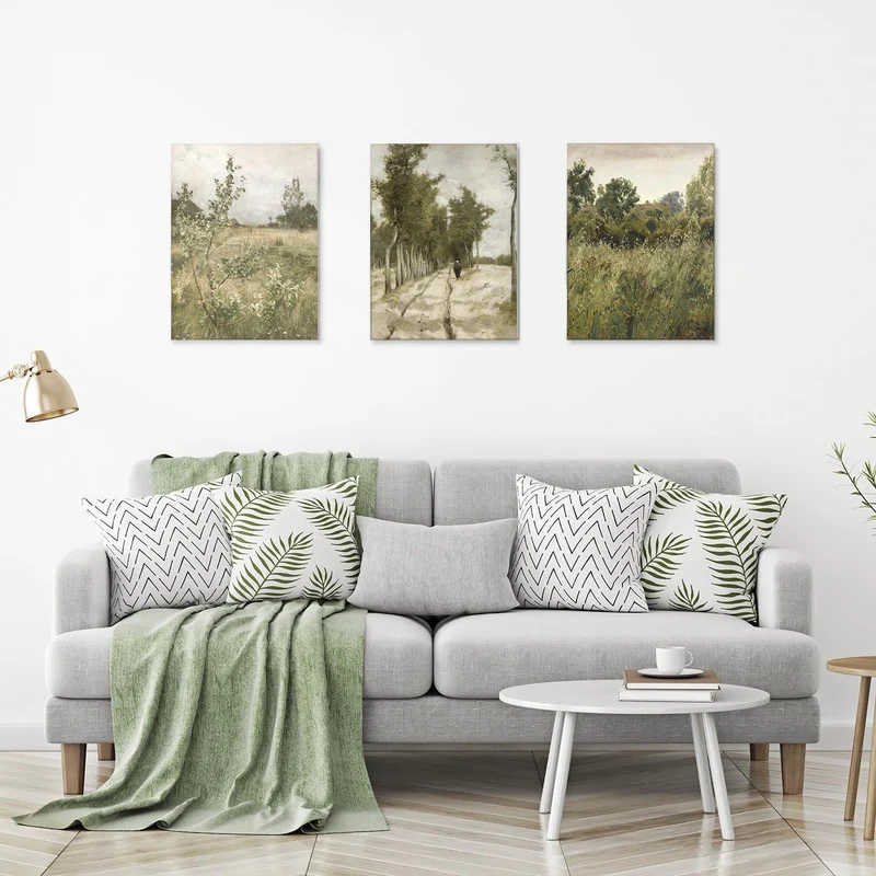 Vintage Rustikale Landschaft Leinwandbilder 30x40 cm 3er-Set