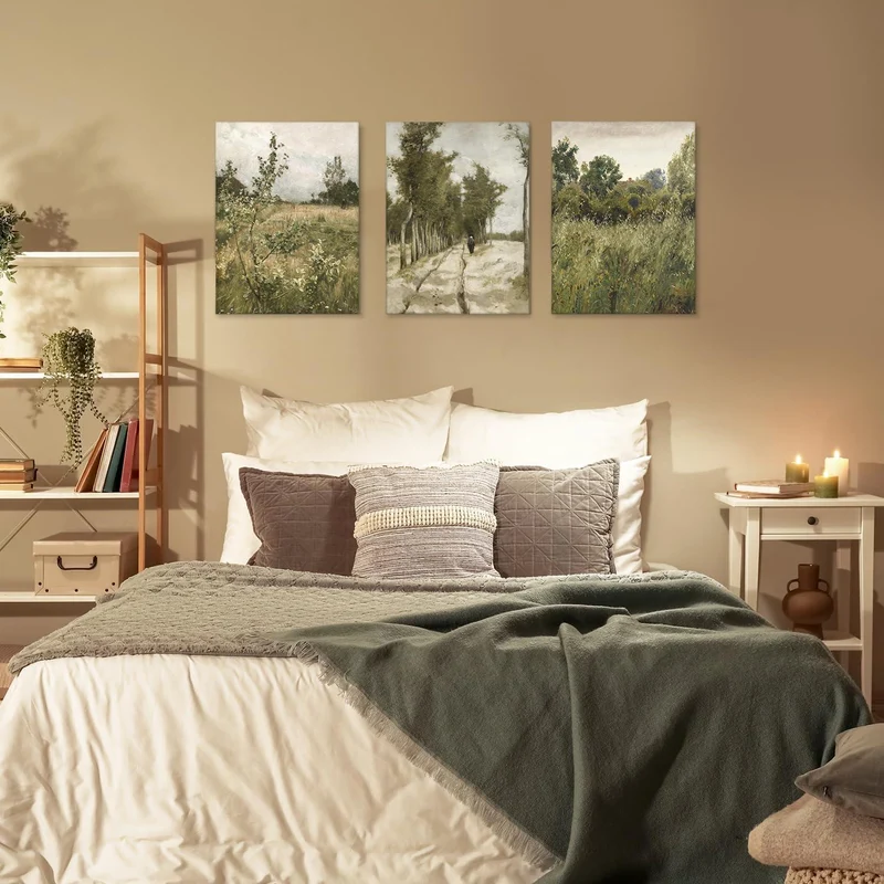 Vintage Rustikale Landschaft Leinwandbilder 30x40 cm 3er-Set
