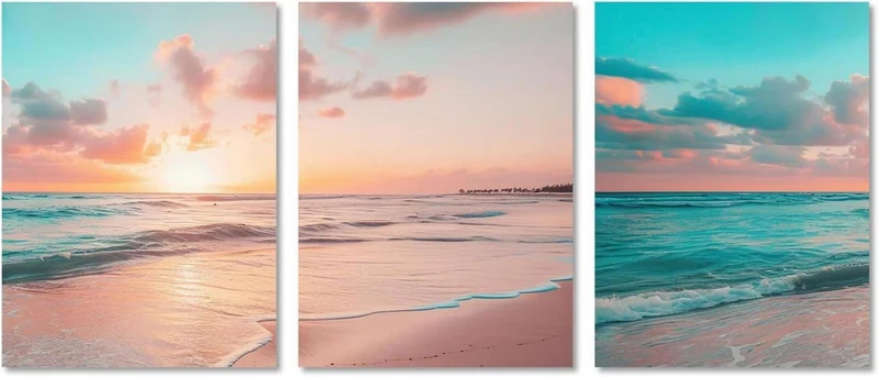 Leinwandbilder Set 3: Strand Sonnenaufgang Ozean 12x16 Zoll
