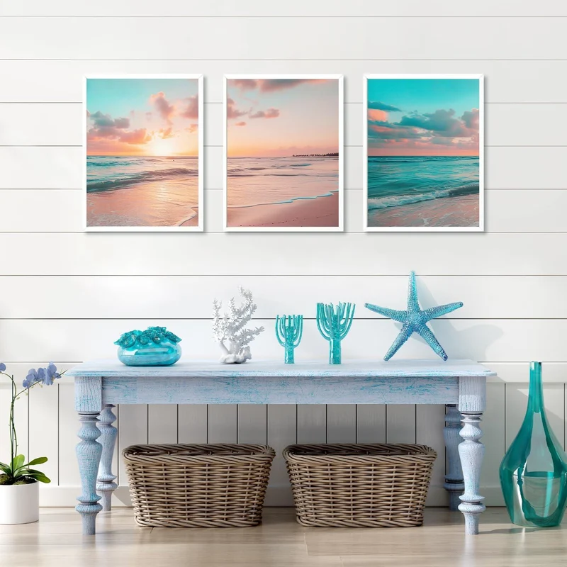 Leinwandbilder Set 3: Strand Sonnenaufgang Ozean 12x16 Zoll