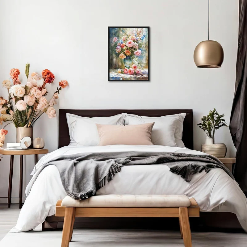 Buntes Blumen Poster Ölgemälde Wanddekoration 12x16in