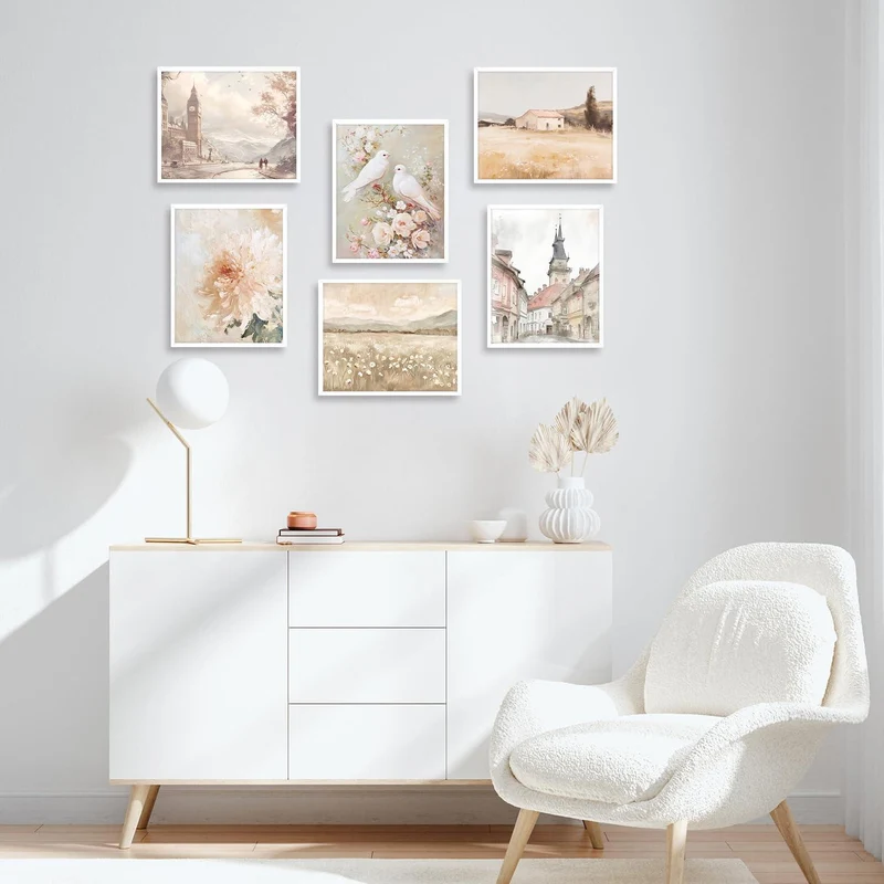 Vintage Französisch Land Wanddekor Poster Set für Bauernhaus