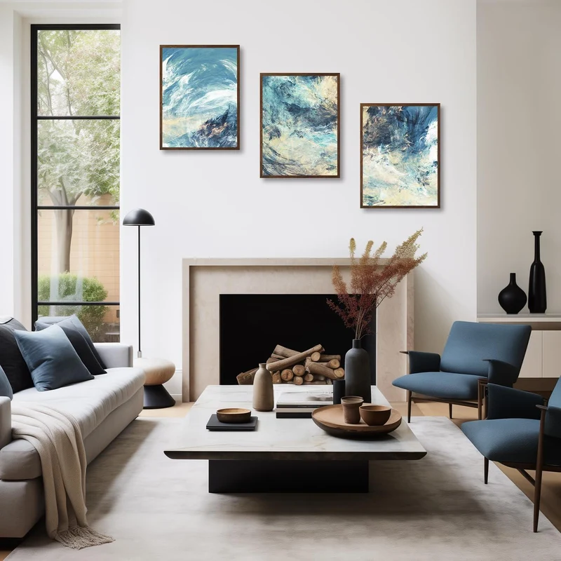 Moderne Abstrakte Ozean Himmel Poster Set 30x40 cm 3er Pack