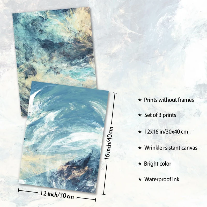 Moderne Abstrakte Ozean Himmel Poster Set 30x40 cm 3er Pack