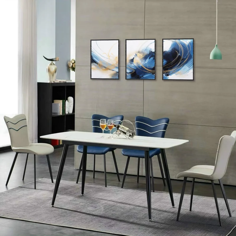 Abstrakte Blau Schwarz Gold Leinwandbilder 30x40 cm 3er Set
