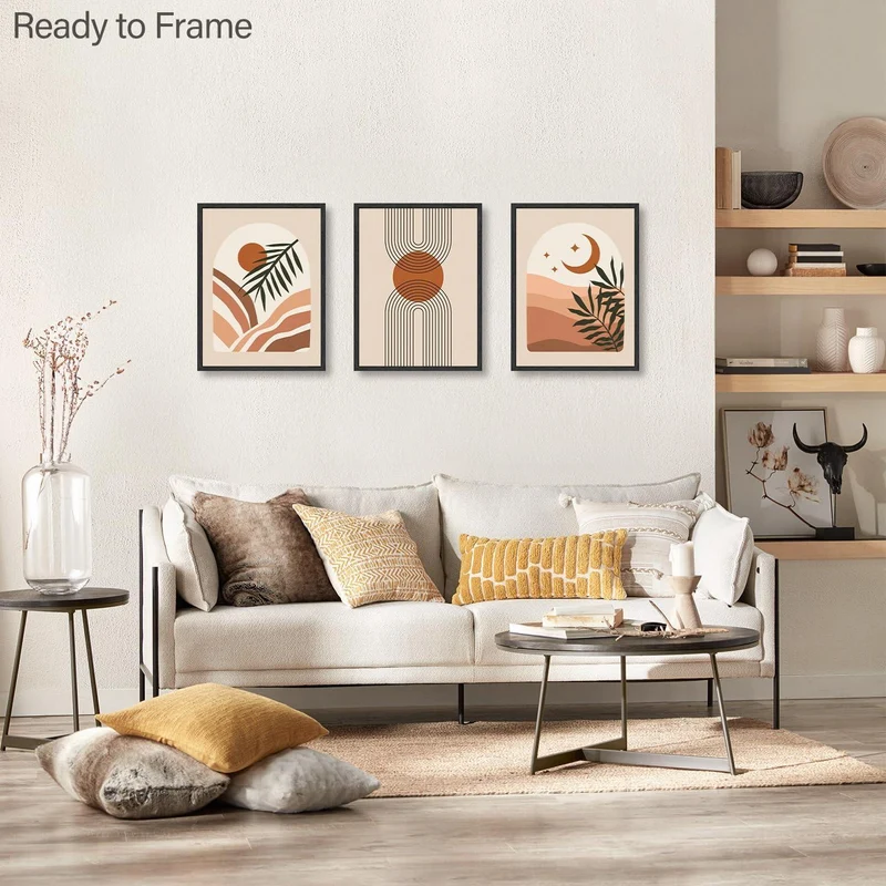 Boho Abstrakte Wandbilder Salbei Grün Geometrische Linie