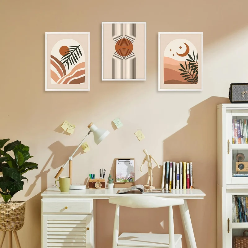 Boho Abstrakte Wandbilder Salbei Grün Geometrische Linie