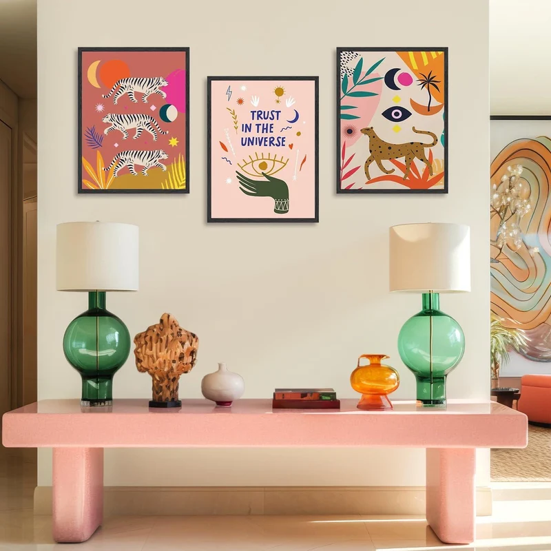 Boho Tiger Leopard Kunstdrucke Poster 30x40 cm 3er Set