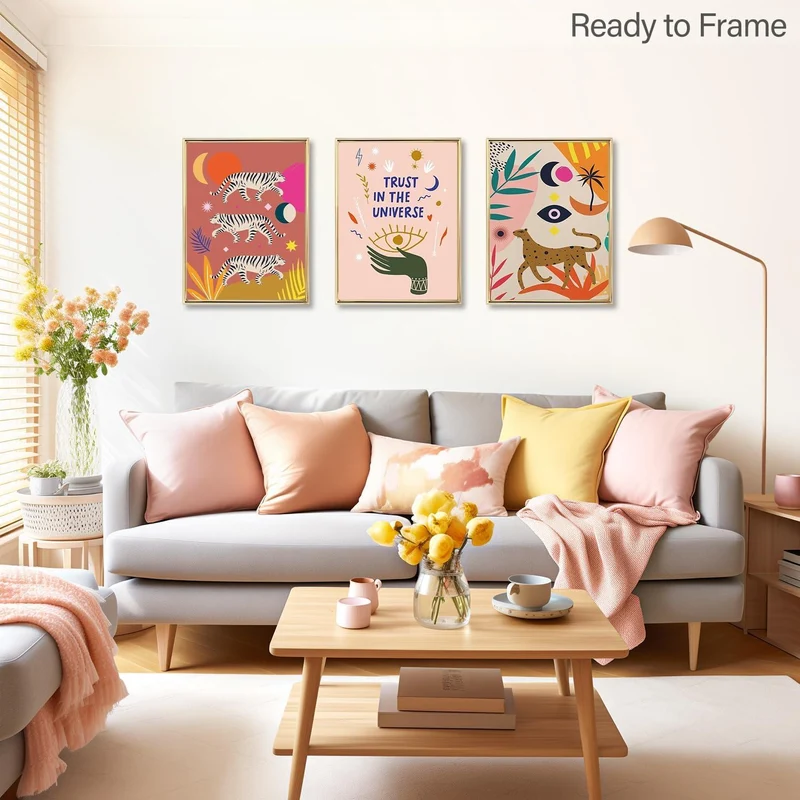 Boho Tiger Leopard Kunstdrucke Poster 30x40 cm 3er Set