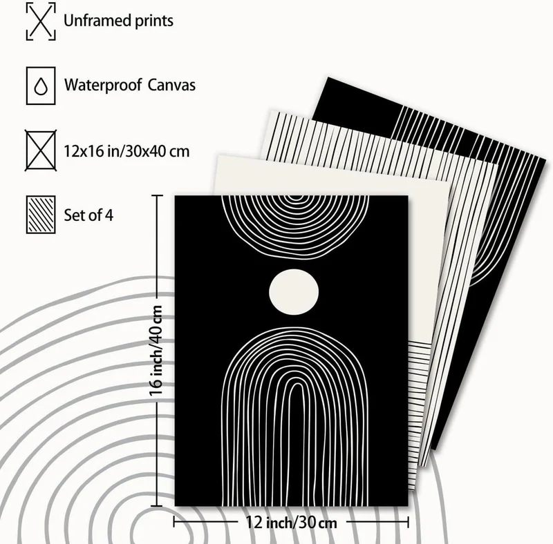Abstrakte Geometrische Linie Wandbilder Set 30x40 cm für