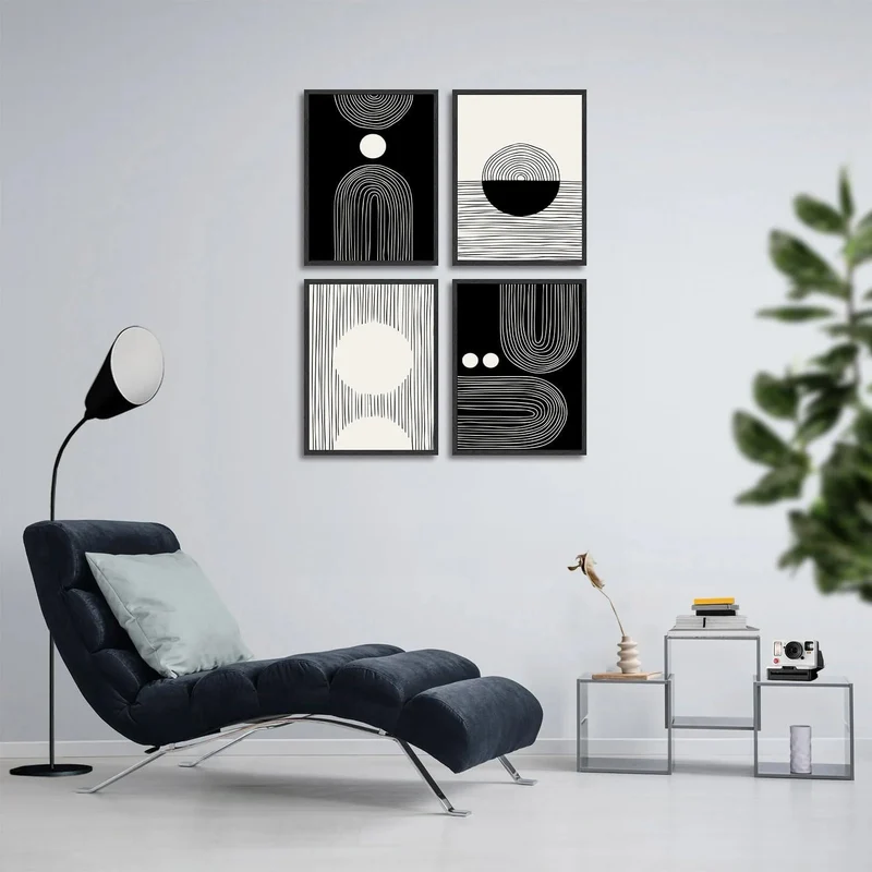Abstrakte Geometrische Linie Wandbilder Set 30x40 cm für