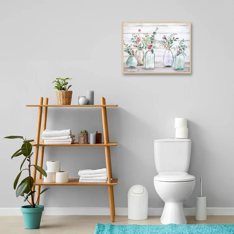 Rustikale Botanische Wandbilder Blumen Leinwand Deko 30x40cm