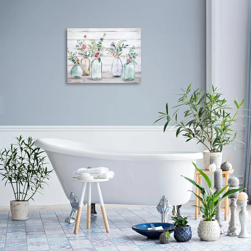 Rustikale Botanische Wandbilder Blumen Leinwand Deko 30x40cm