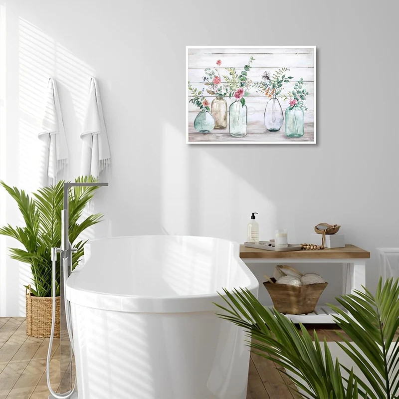 Rustikale Botanische Wandbilder Blumen Leinwand Deko 30x40cm