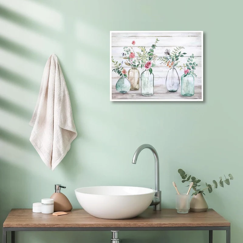 Rustikale Botanische Wandbilder Blumen Leinwand Deko 30x40cm