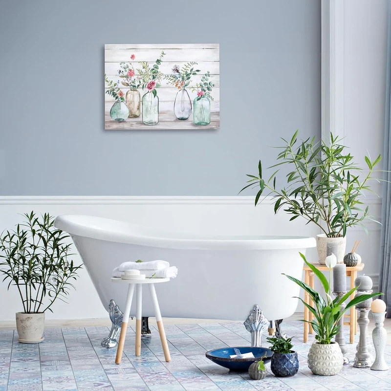 Rustikale Botanische Wandbilder Blumen Leinwand Deko 30x40cm
