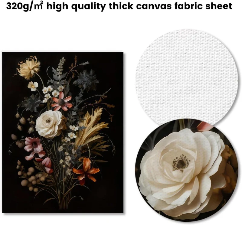 Leinwandbild Vintage Blumen Dunkel Academia 30x40 cm Ungerahmt