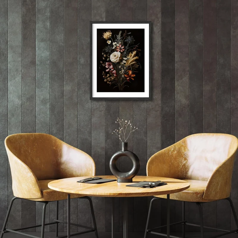 Leinwandbild Vintage Blumen Dunkel Academia 30x40 cm Ungerahmt