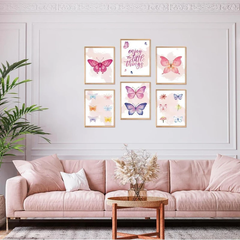 Dazzlewall Aquarell Schmetterling Wandkunst Poster Set