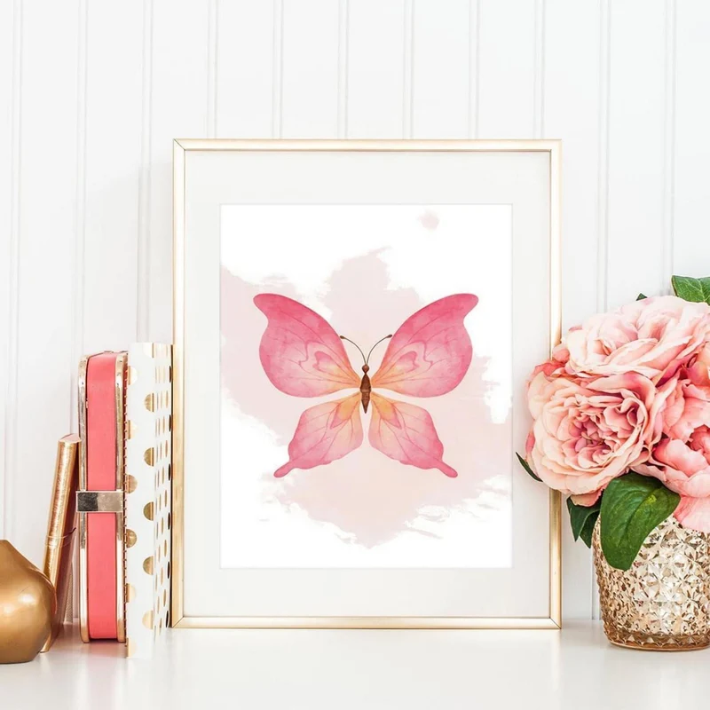 Dazzlewall Aquarell Schmetterling Wandkunst Poster Set