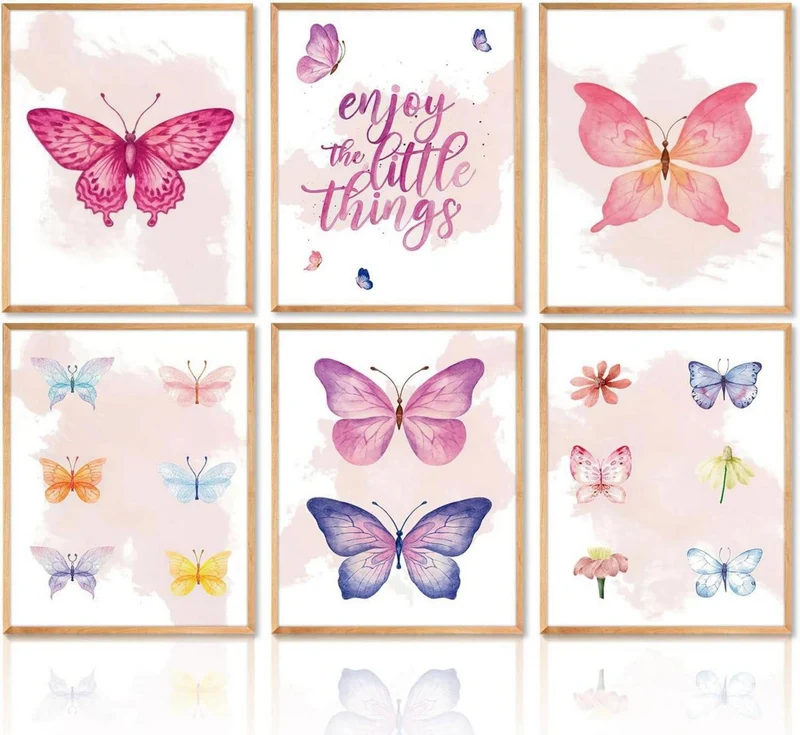 Dazzlewall Aquarell Schmetterling Wandkunst Poster Set