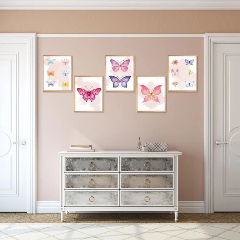 Dazzlewall Aquarell Schmetterling Wandkunst Poster Set