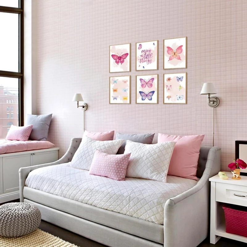 Dazzlewall Aquarell Schmetterling Wandkunst Poster Set