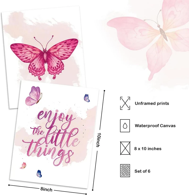 Dazzlewall Aquarell Schmetterling Wandkunst Poster Set