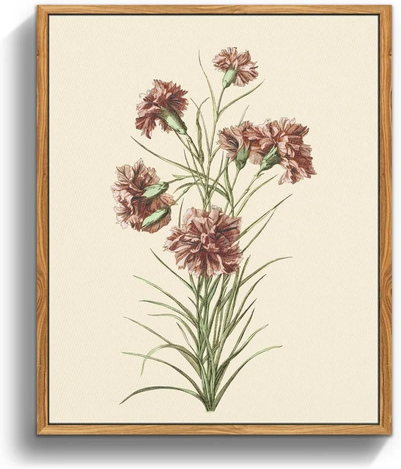 Vintage Botanische Leinwand Bilder mit Holzrahmen 20x25 cm