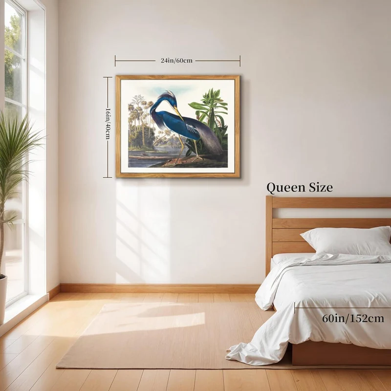 Vogel Leinwandbild mit Rahmen, Vintage, 40x60 cm Blauer