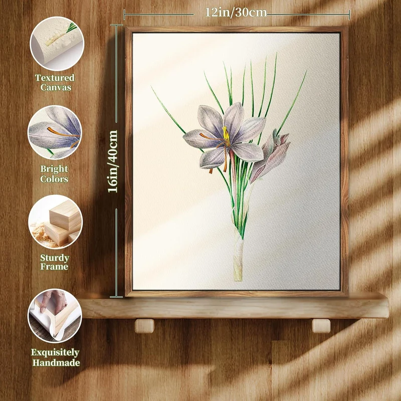 Vintage Botanische Leinwand Bilder mit Holzrahmen 30x40cm