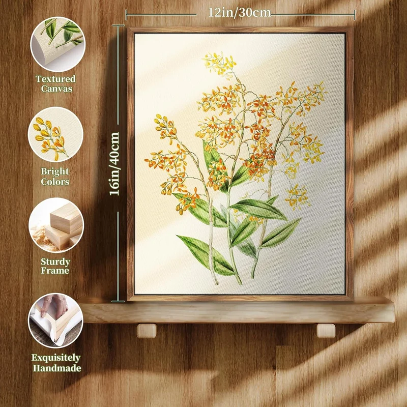 Vintage Botanische Leinwandbilder mit Holzrahmen 30x40cm