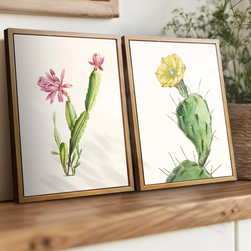 Vintage Botanische Leinwandbilder mit Holzrahmen - 20x25 cm