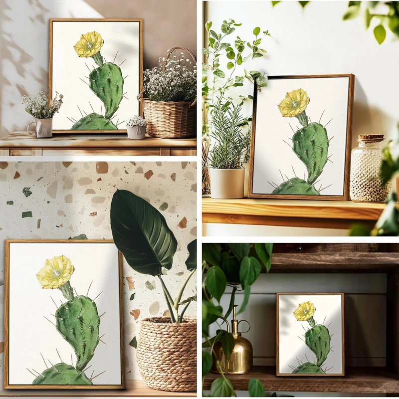 Vintage Botanische Leinwandbilder mit Holzrahmen, 30x40 cm