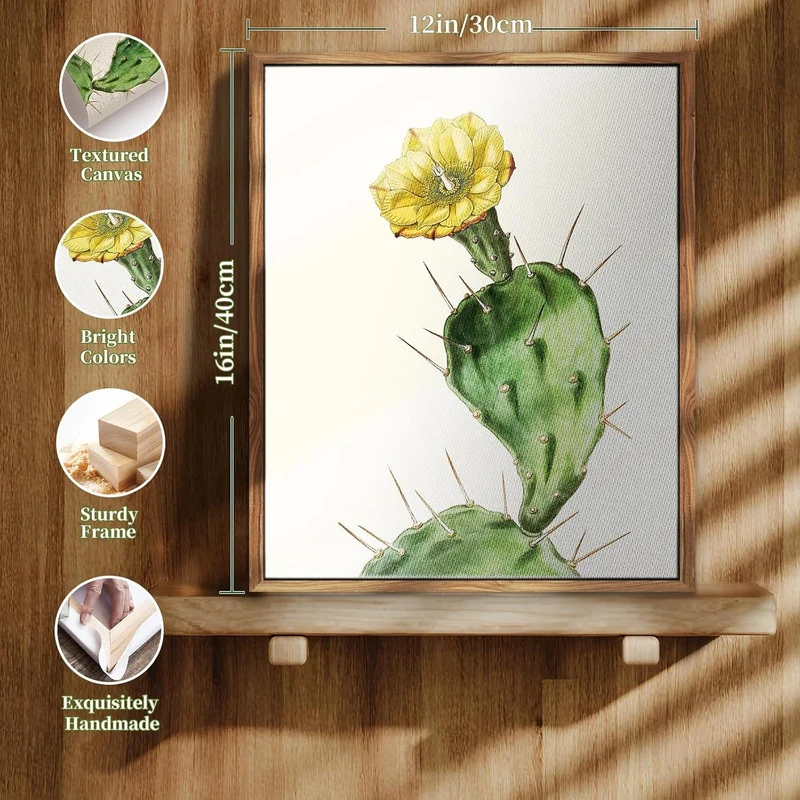 Vintage Botanische Leinwandbilder mit Holzrahmen, 30x40 cm