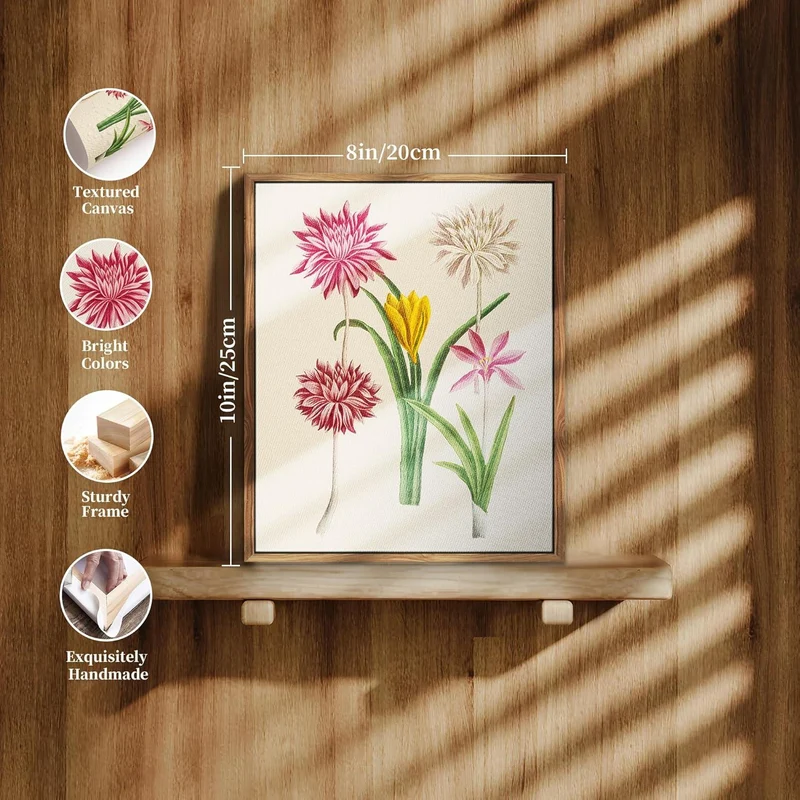 Vintage Botanische Leinwandbilder mit Rahmen, 20x25 cm