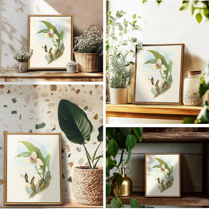 Vintage Leinwandbilder mit Rahmen, 30x40 cm, Wohnzimmer Deko